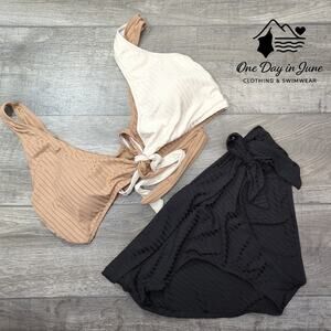 Charmleaks Plus Size Tie Front High Waist Bikini Swimsuit Size 3XL